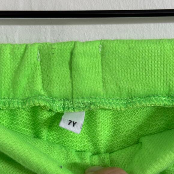 Posh Kiddos Neon Green Harem Shorts Checkered Pocket Size 7Y - Picture 2 of 6